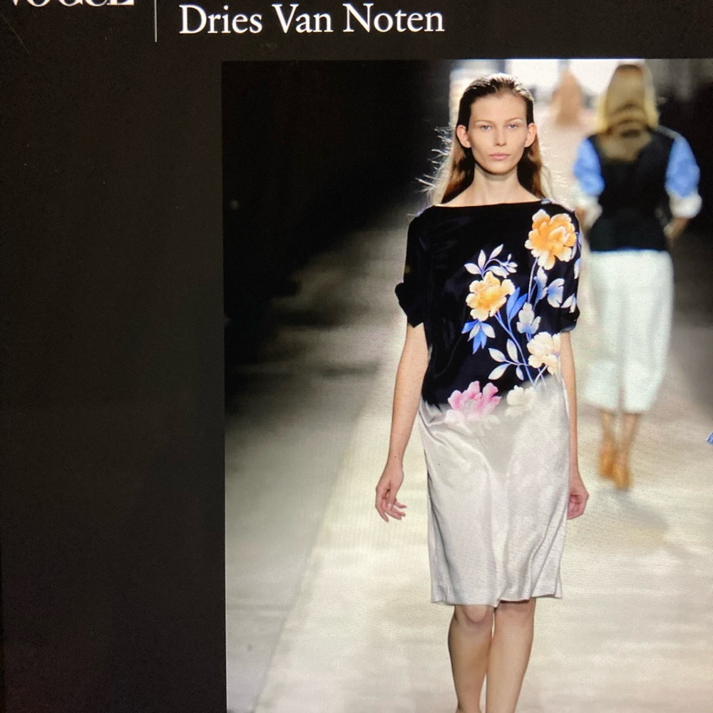 Dries van Noten silk rose ombre/gradient dress